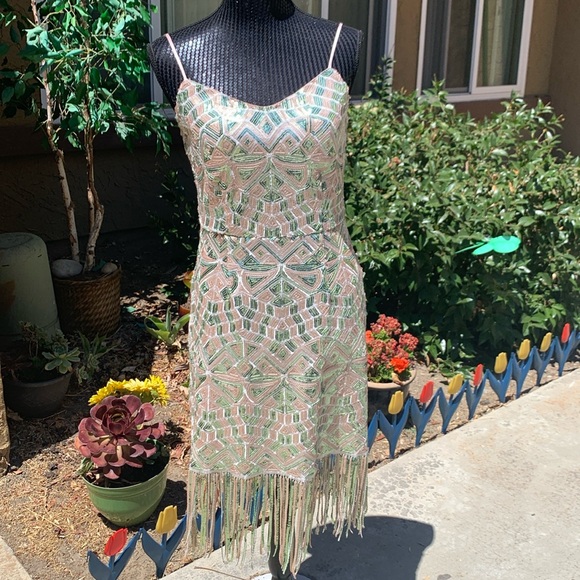 🎉HOST PICK🎉 Laundry by Shelli Segal Sequin Pattern Fringe Dress - Picture 3 of 8